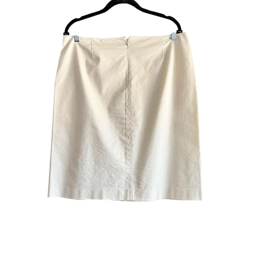 DKNY Ivory Pencil Skirt Size 14 Minimalist Quiet Luxury Coastal Chic Y54